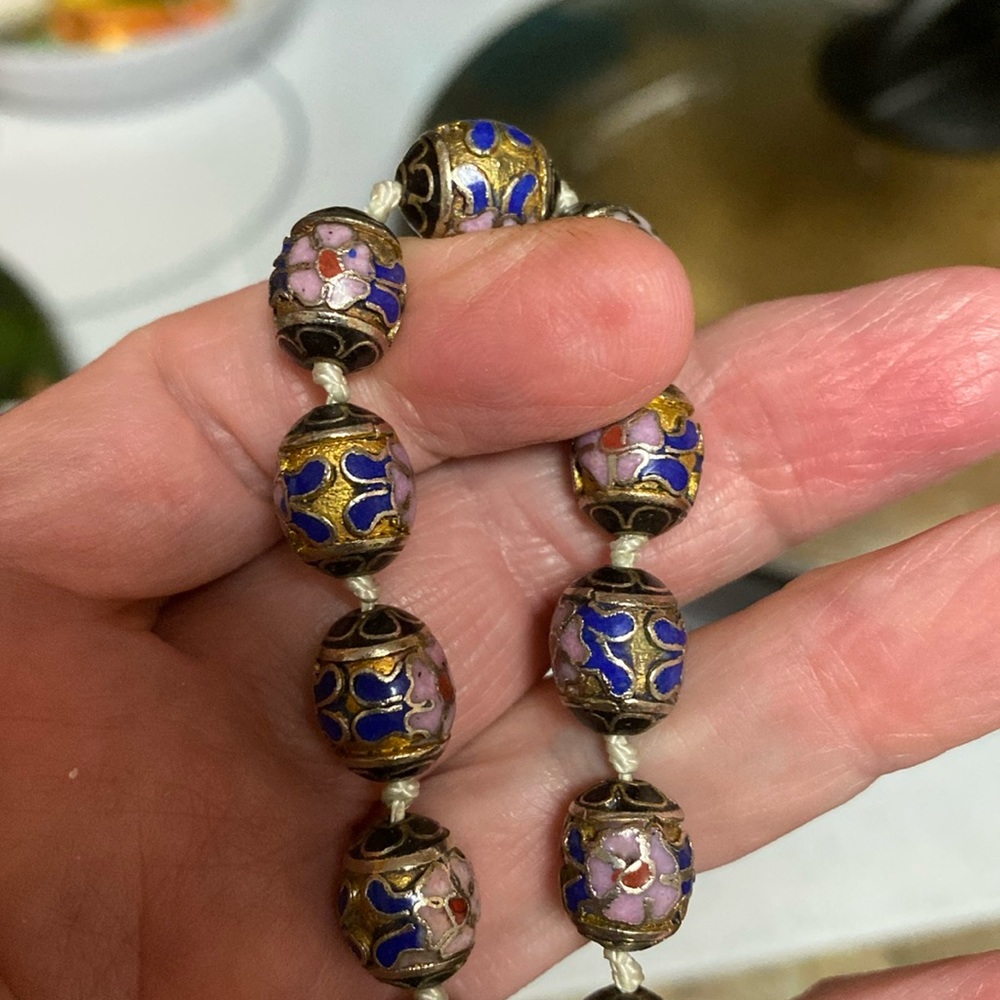 Vintage rare cloisonné beads necklace